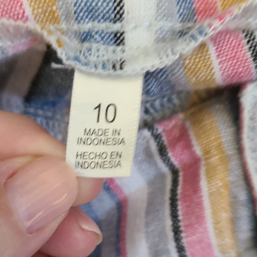 Seven7 Multicolor Striped Wide Leg Palazzo Cropped Linen Blend Pants Size 10 - Picture 11 of 13
